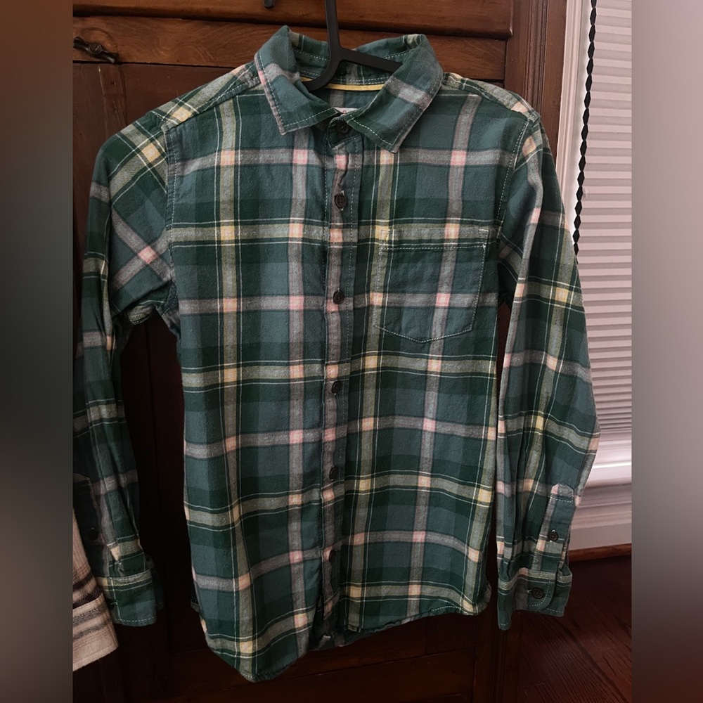 Cat & Jack Green and White Button Down Shirt